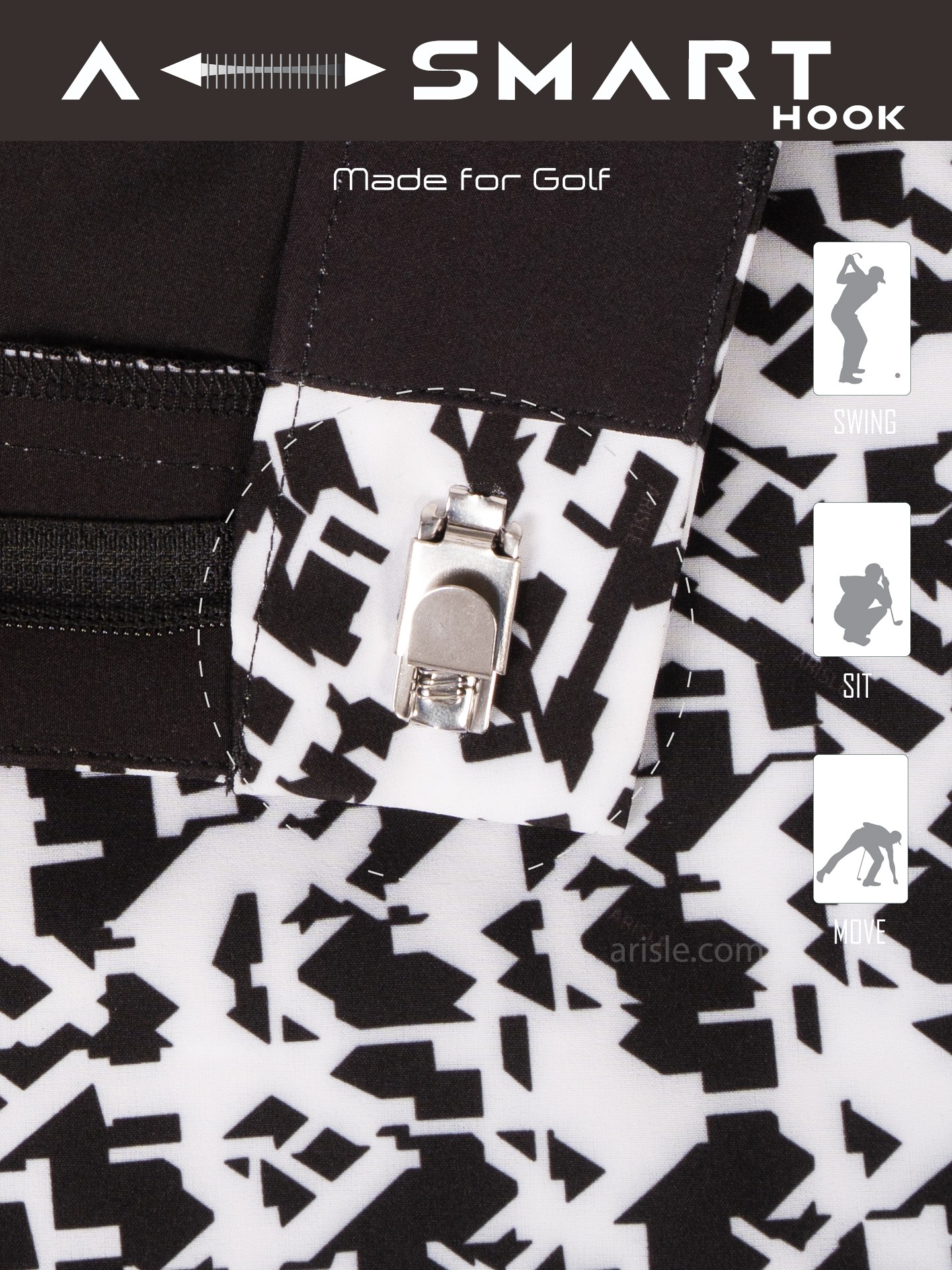 Quần Shorts Golf Nam ARISLE White Modern Camo