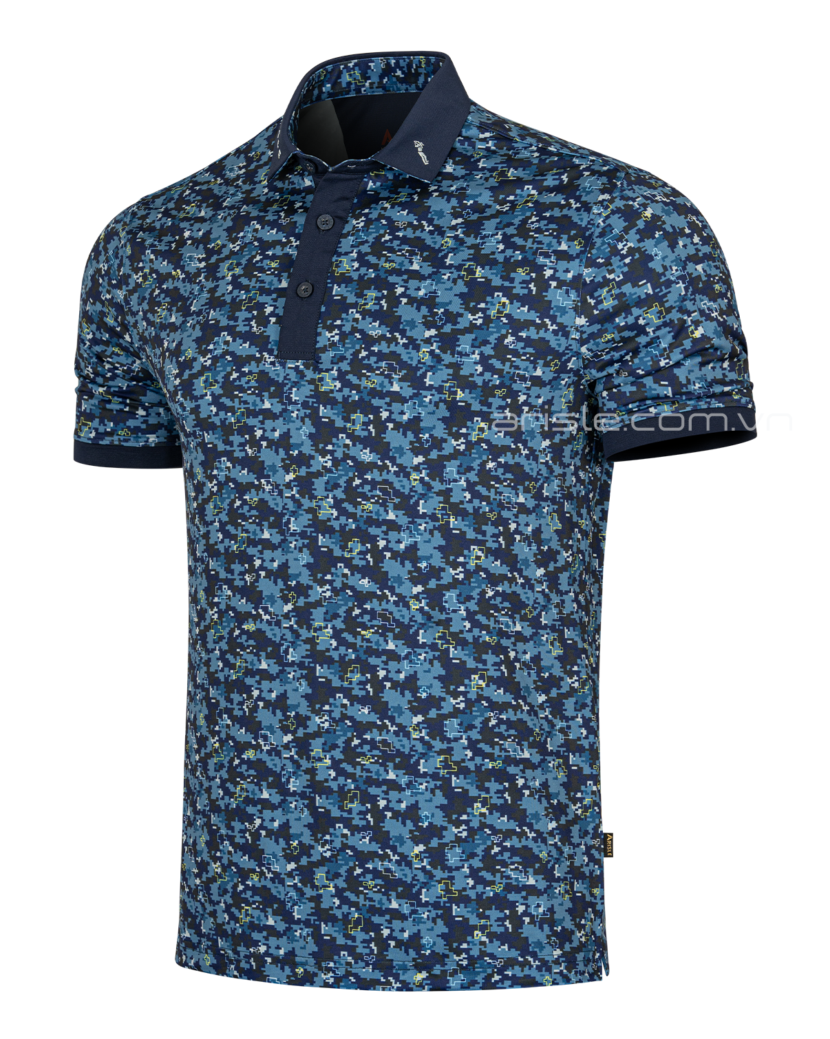 Áo Polo Golf Nam ARISLE Blue Camo Print Golf Polo