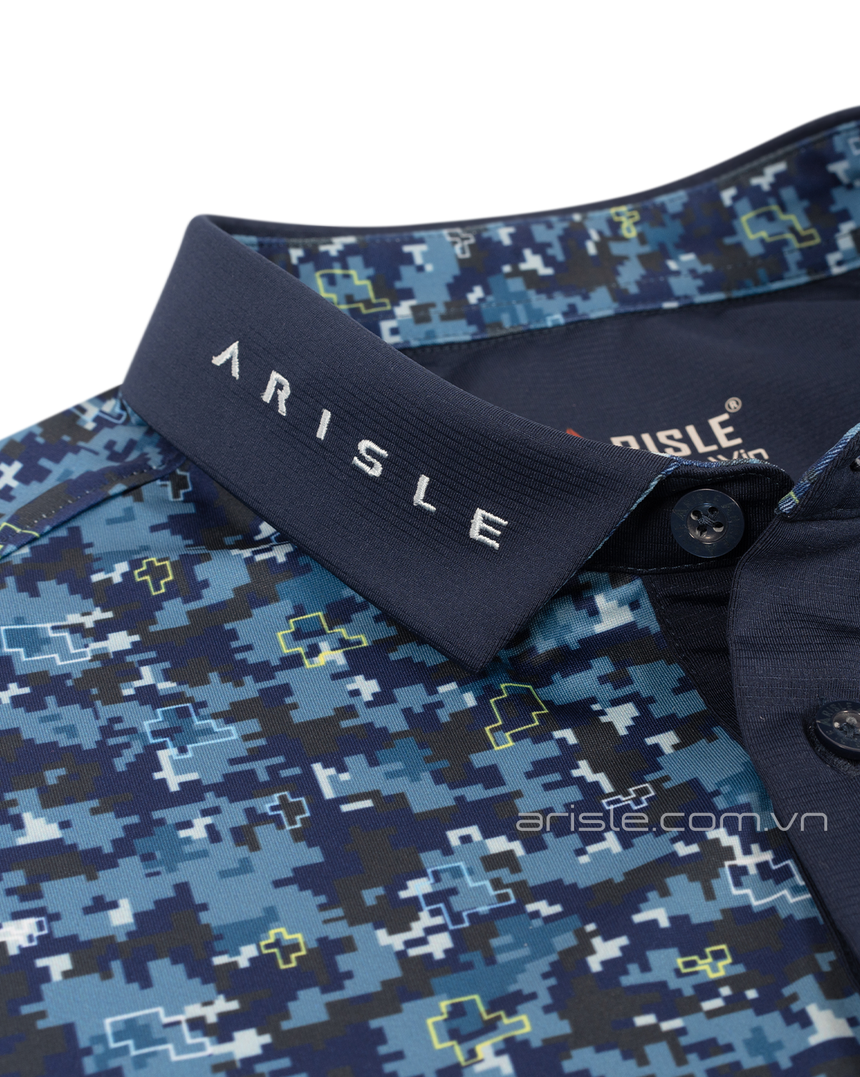 Áo Polo Golf Nam ARISLE Blue Camo Print Golf Polo