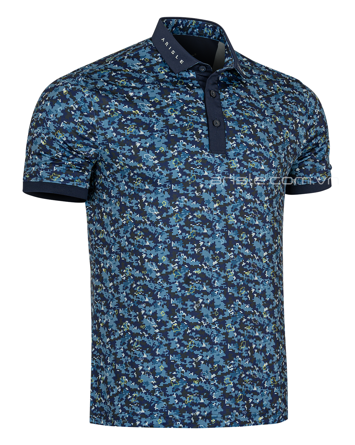 Áo Polo Golf Nam ARISLE Blue Camo Print Golf Polo