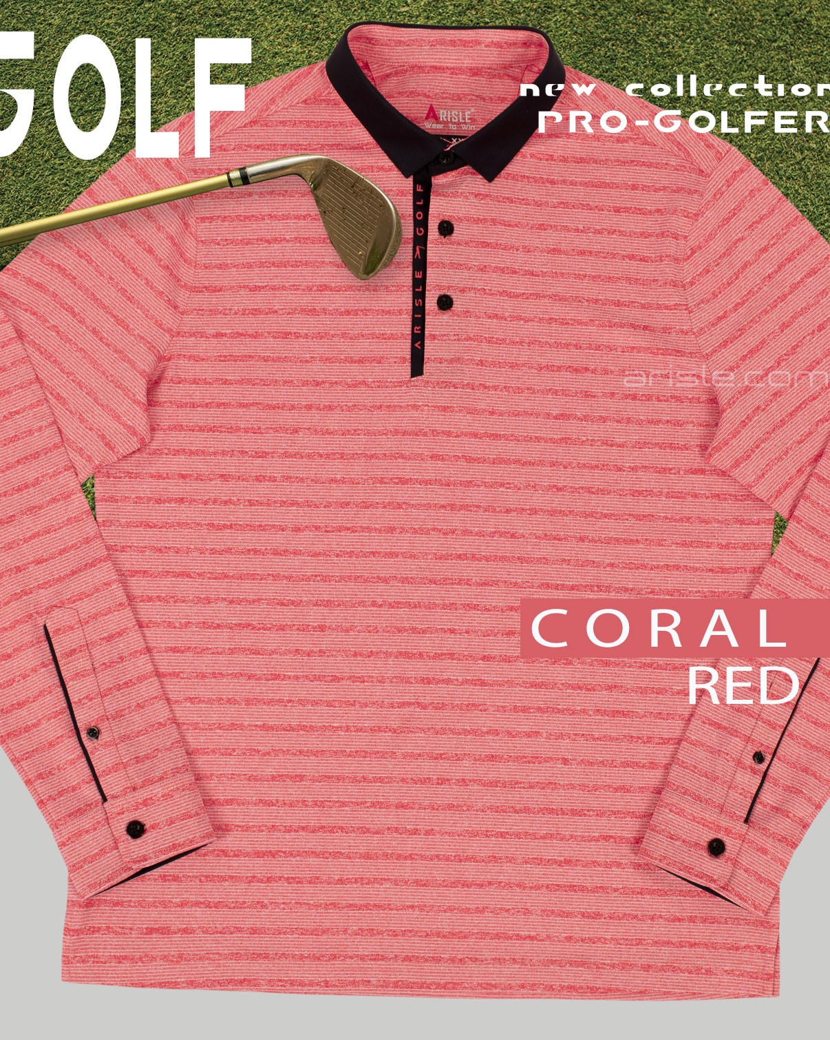 Áo Polo Golf Tay Dài ARISLE Classy LS Coral Red