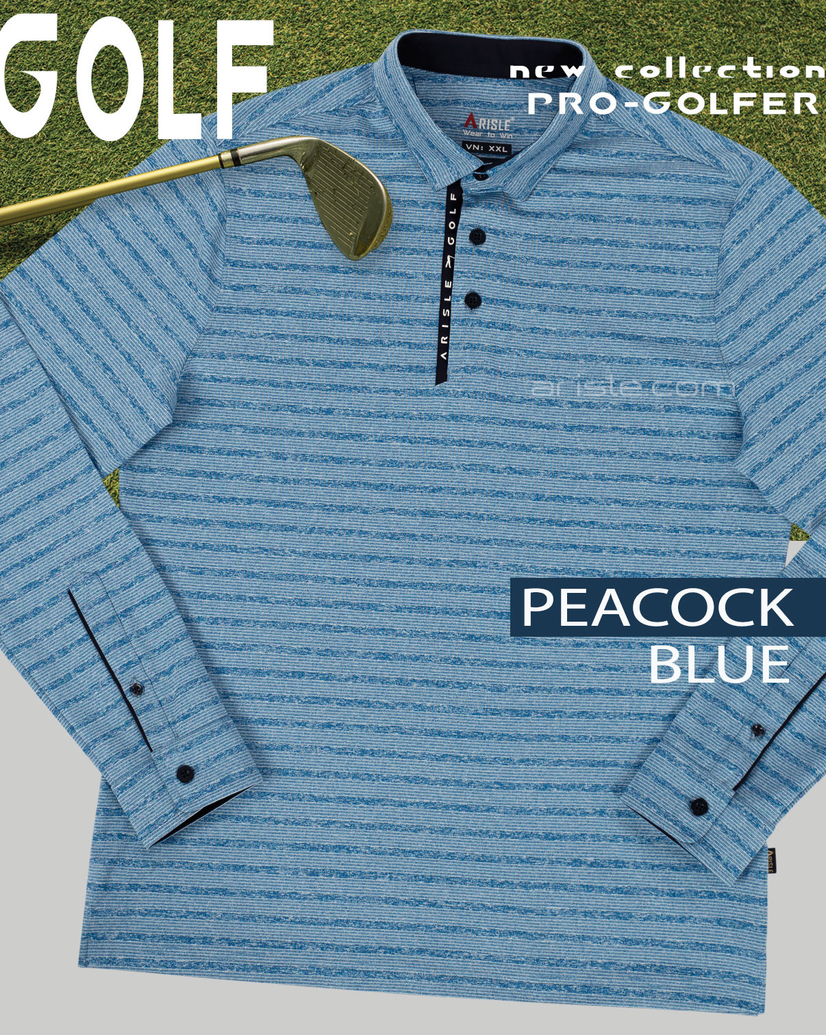 Áo Polo Golf Tay Dài ARISLE Classy LS Peacock Blue