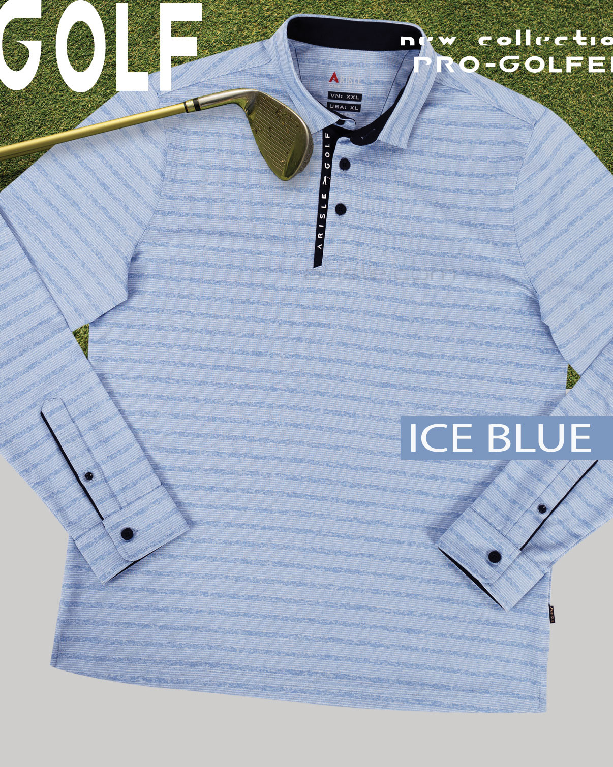 Áo Polo Golf Tay Dài ARISLE Classy LS Ice Blue