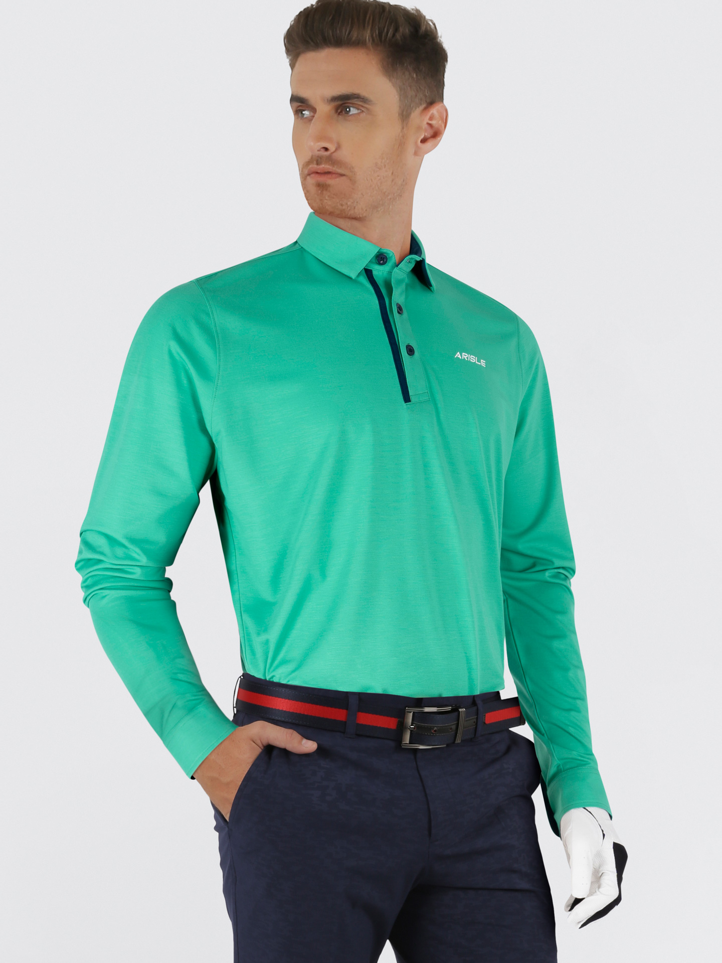Áo Polo Golf ARISLE LS COTFLEX Emerald Green