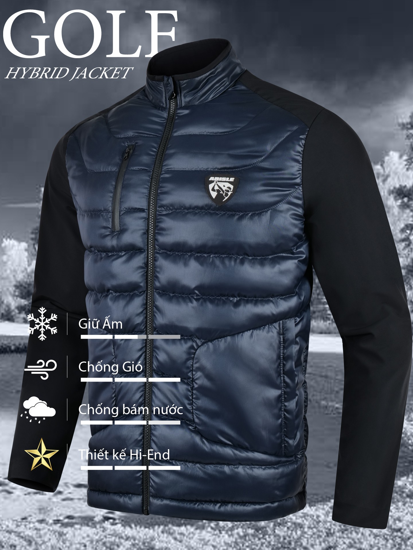 Áo Khoác Golf ARISLE Hybrid Jacket Sapphire Blue