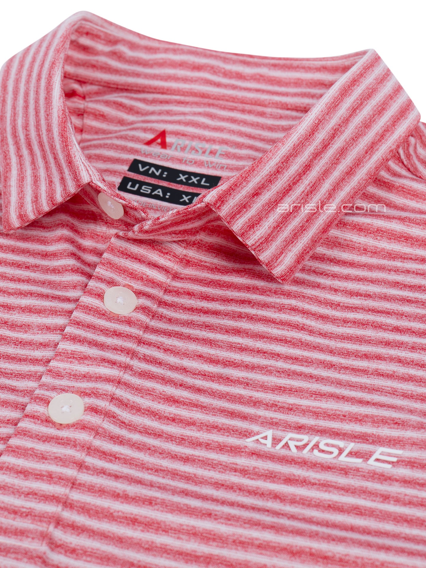 Áo Polo Golf Nam ARISLE Pixel Stripe CORAL RED