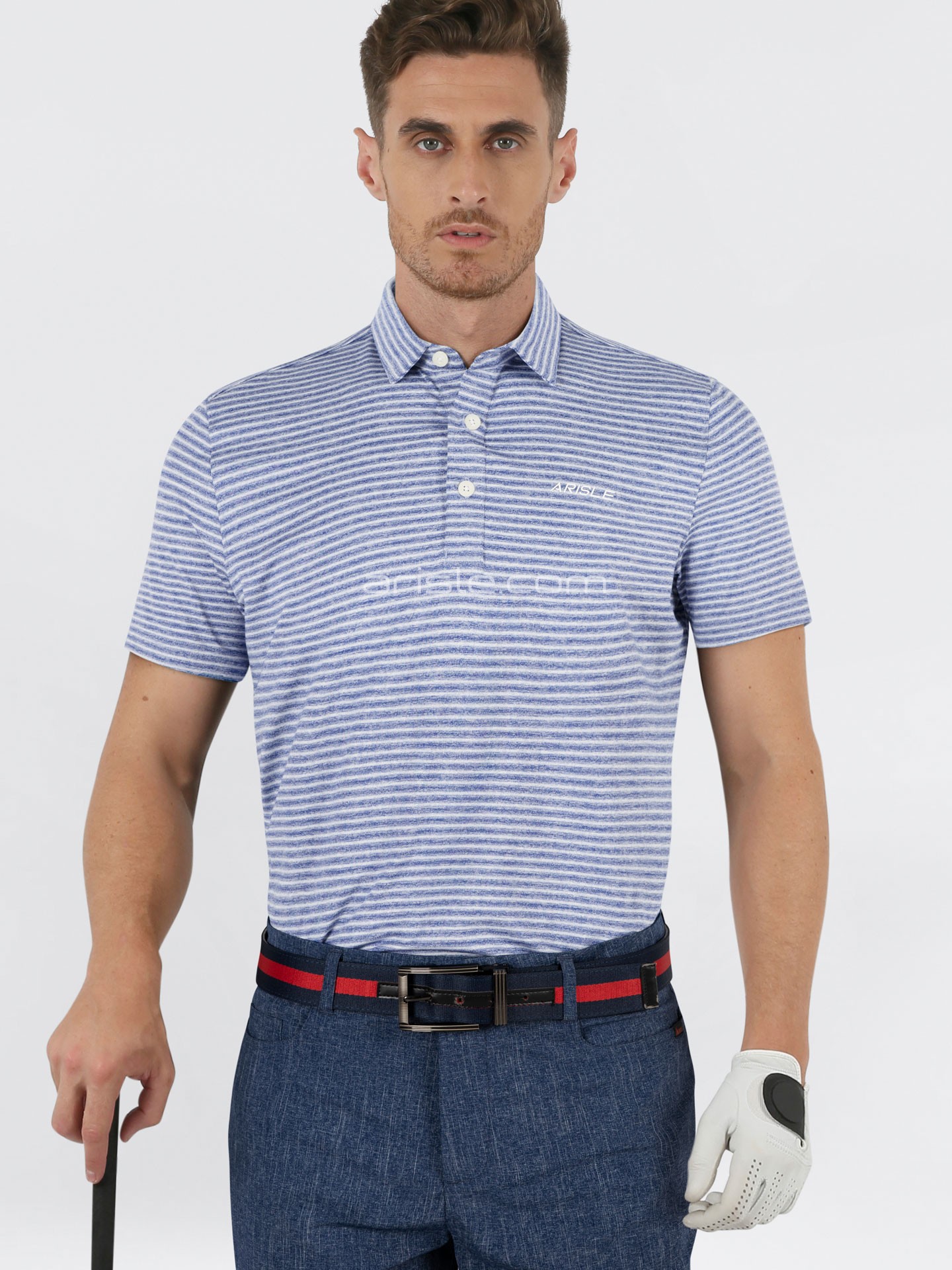Áo Polo Golf Nam ARISLE Pixel Stripe IRISH BLUE